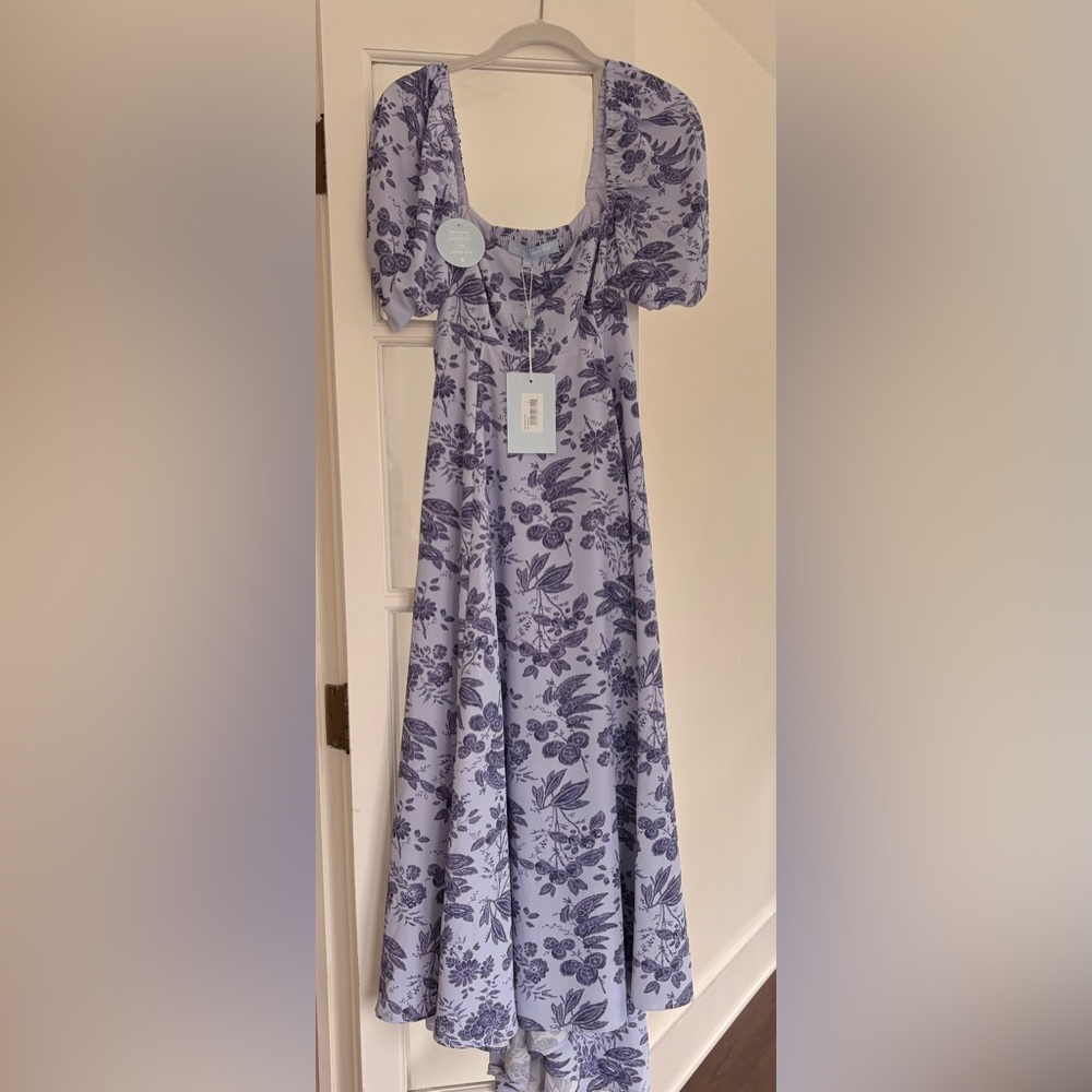 NWT Hill House Floral Lavender Matilda Dress with Puff Sleeve Detail